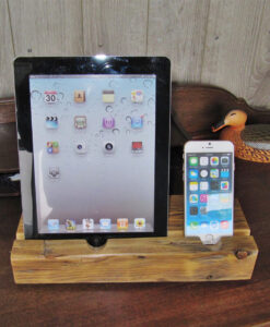 iPhone and iPad Stand iPad Dock Station Made from Reclaimed Wood