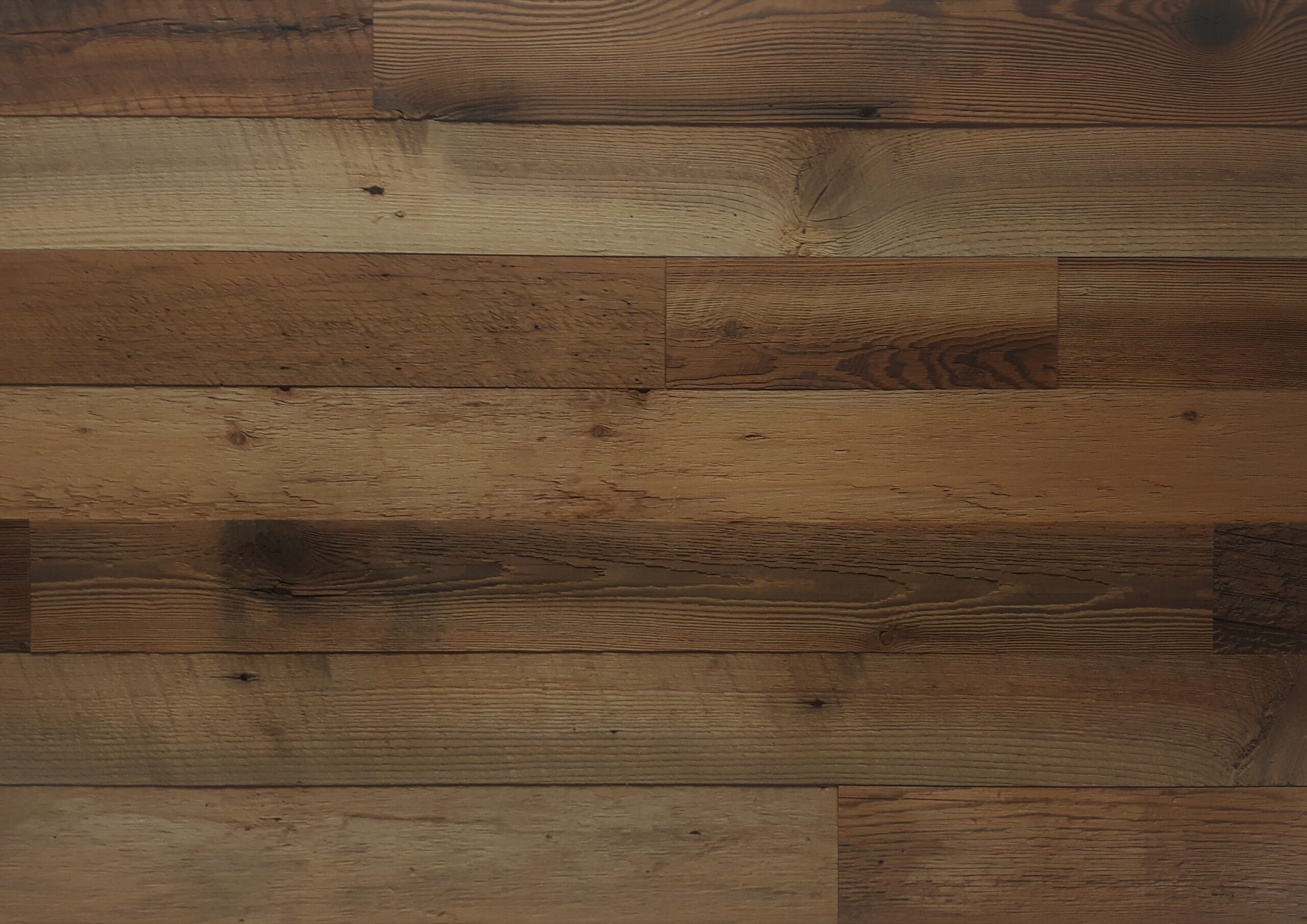 East Coast Rustic 3.5 inch natural brown reclaimed barn wood planks showing variety of colors and grain patterns