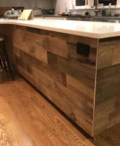 Barn wood on the kitchen island.