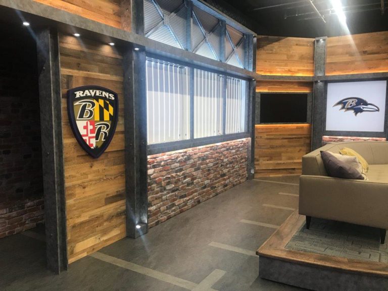 Baltimore Ravens Studio Uses East Coast Rustic Mixed Brown Reclaimed Wood