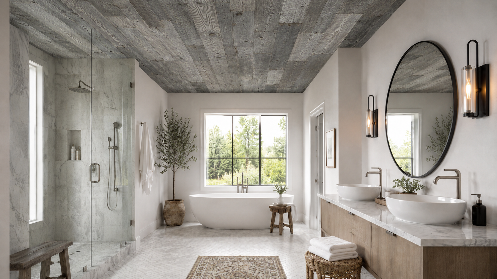 Spa Bathroom: Spa-style flat ceiling