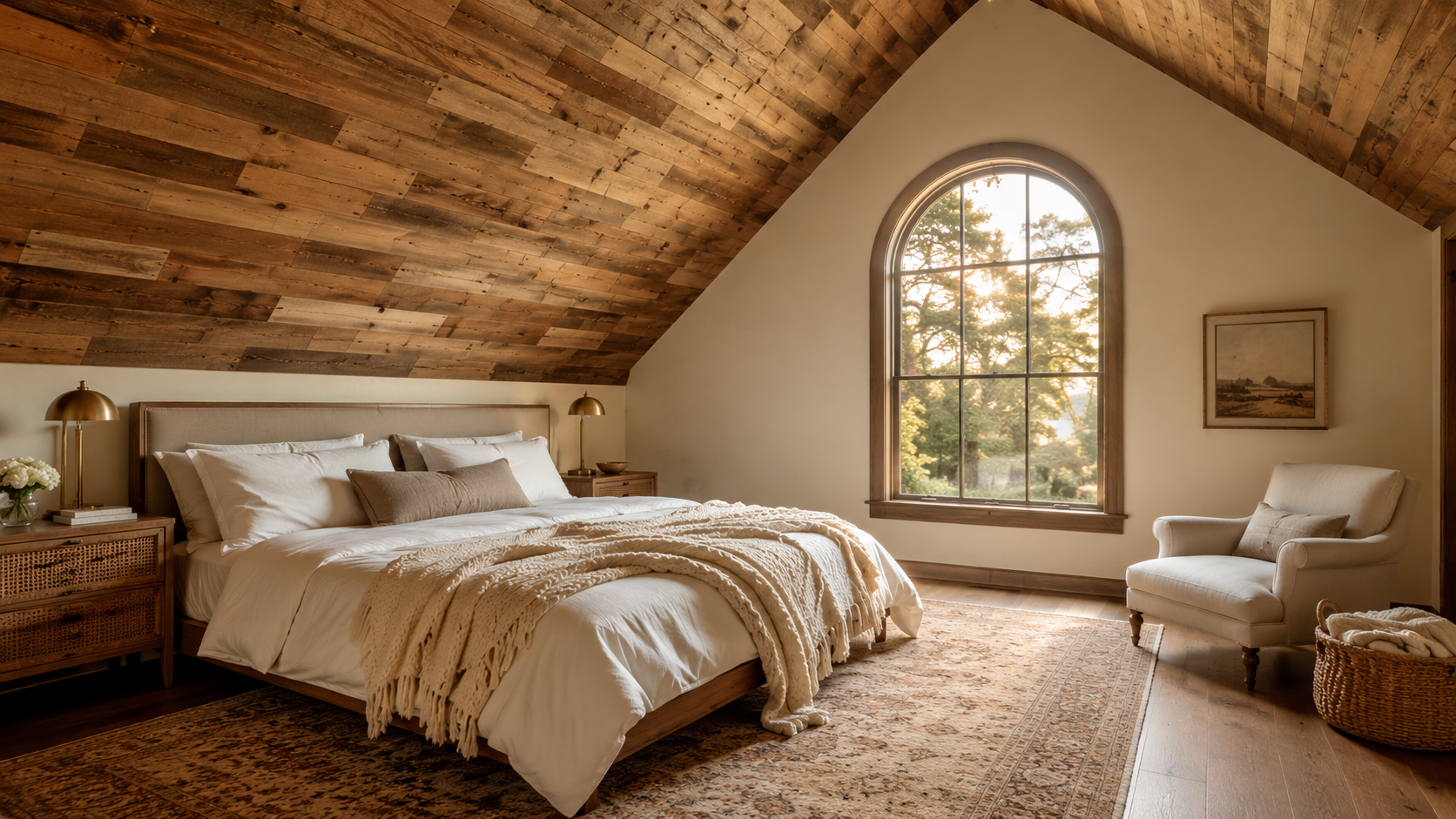 Primary Bedroom: Sloped attic ceiling