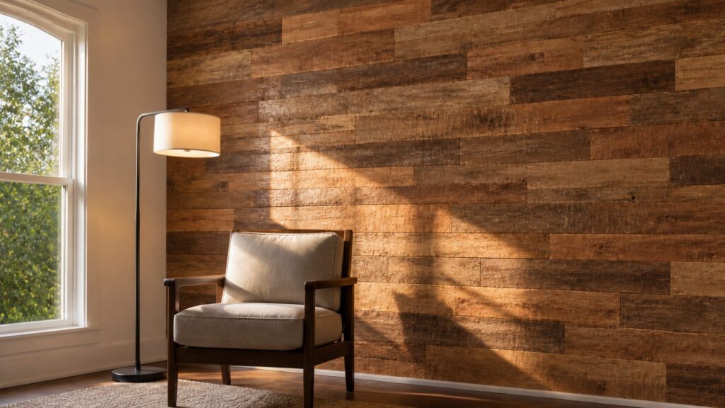Distressed wood paneling