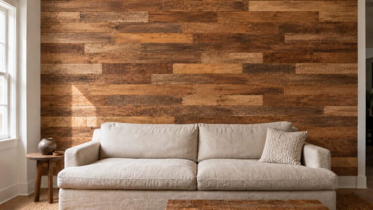 Reclaimed wood accent wall