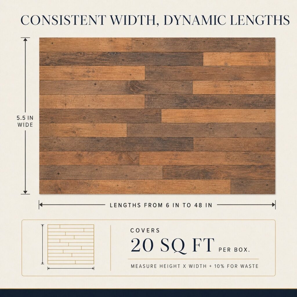 One box of reclaimed wood planks covers 20 square feet