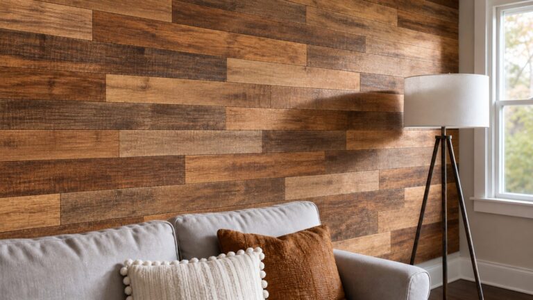 Reclaimed wood planks for walls